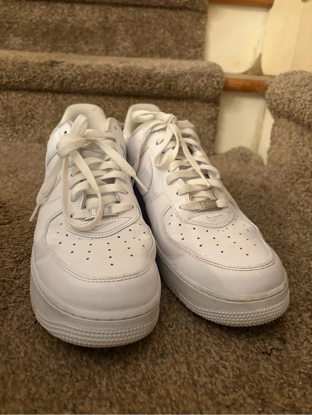 Nike White Low-Top Sneakers with Small Red Accent